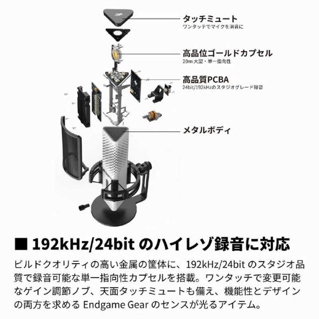 エンドゲームギア　ゲーミング マイク XSTRM USB Microphone ホワイト　EGG-XST-WHT