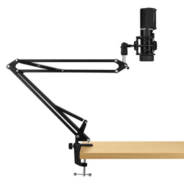 STREAMPLIFY　MIC ARM ゲーミングマイク コンデンサー型 単一指向性 48kHz/16bit マイクアーム付属 ［φ3.5mmミニプラグ］ ブラック　MIC-48-RGB-MA-BK