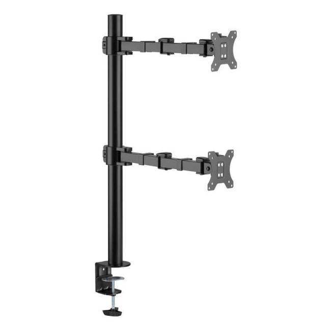 グリーンハウス　液晶ディスプレイアーム クランプ式 縦並び2画面 　GH-AMEL2V-BK