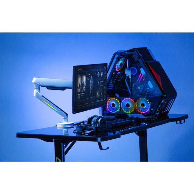グリーンハウス　メカニカルスプリング式光るゲーミングモニターアーム ホワイト　GH-GAMB1-WH_6