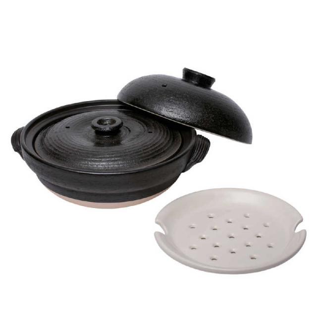 佐治陶器　土鍋 2L スノコ付き ヘルシー土鍋 天目　3225815