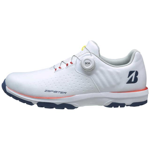 ブリヂストン　ゴルフシューズ ゼロ・スパイク バイター ライト ［メンズ / 27.5cm / 幅：3E］ ホワイト×オレンジ　SH2505