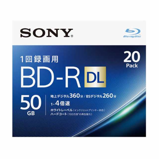 ソニー SONY 録画用BD-R DL Ver.1.2 1-4倍速 50GB 20枚 20BNR2VJPS4