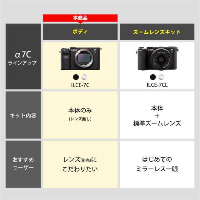 ソニー　SONY　ミラーレス 一眼 カメラ ボディ　α7C ボディ ILCE-7C ブラックの通販は