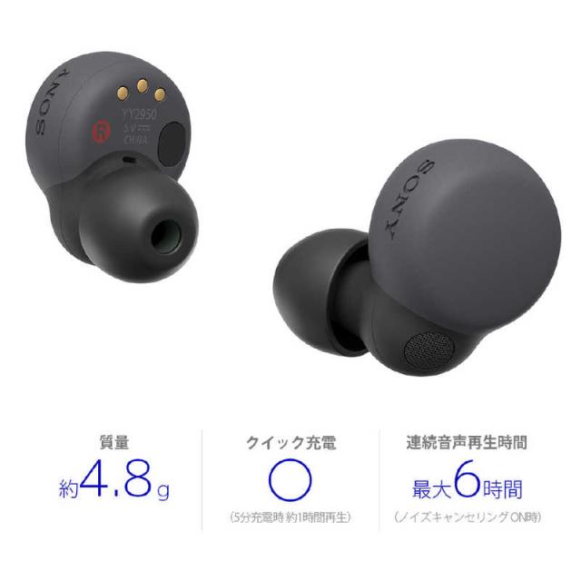 ソニー　SONY　フルワイヤレスイヤホン WF-LS900N LinkBuds S ブラック [ ワイヤレス ( 左右分離 ) / ノイズキャンセリング 対応 / Bluetooth 対応 ] 　