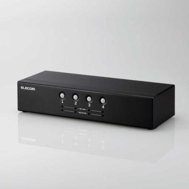 エレコム　ELECOM　KVMスイッチ パソコン4台 切替器 ディスプレイ端子 VGA マウス・キーボード端子 USB PS2 バスパワー駆動　KVM-NVXSN4 10,248円