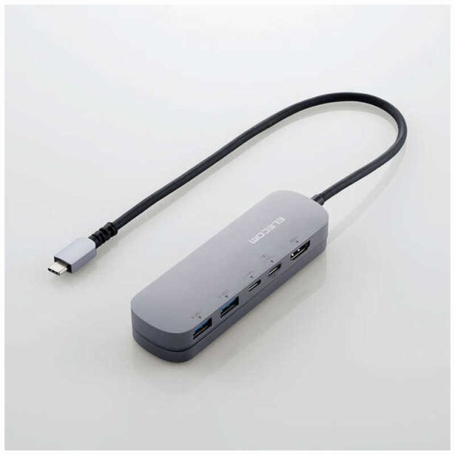 エレコム　ELECOM　USB Type C ドッキングステーション ハブ 5-in-1 PD 90W出力 USB-C ×2 USB-A ×2  HDMI ×1 固定用スタンド付 シルバ｜au PAY マーケット