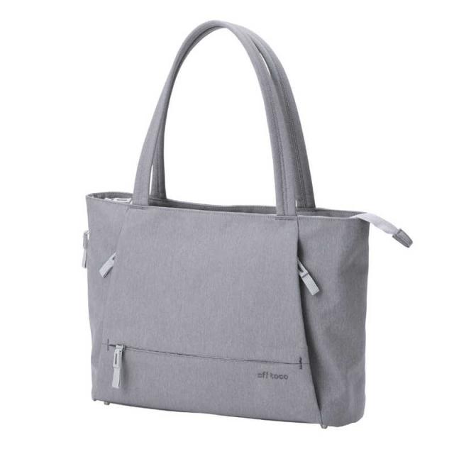 エレコム　ELECOM　トートバッグ 肩掛け バッグ 8L 撥水加工 14インチノートPC 収納 A4 対応 ボトルホルダー付き off toco グレー　BMOFTBM01GY