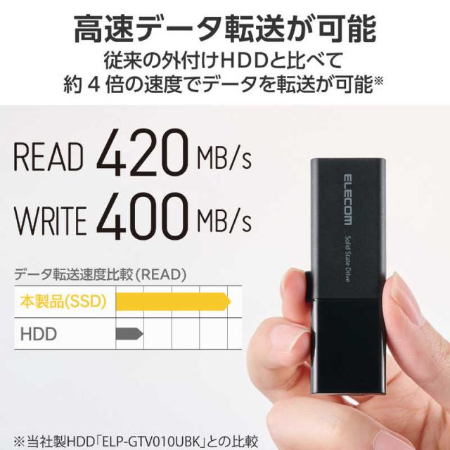 エレコム　ELECOM　SSD 外付け 250GB 読込最大420MB/秒 スライド式 USB Type-C/USB-A 両対応 ブラック　ESDEWB0250GBKR_3