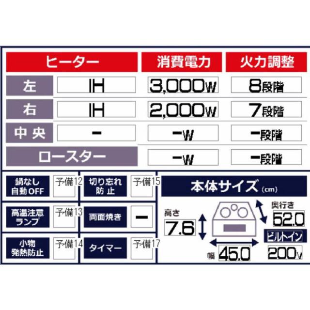日立 HITACHI ビルトインIHクッキングヒーター グリル無し [45cm幅 2口 