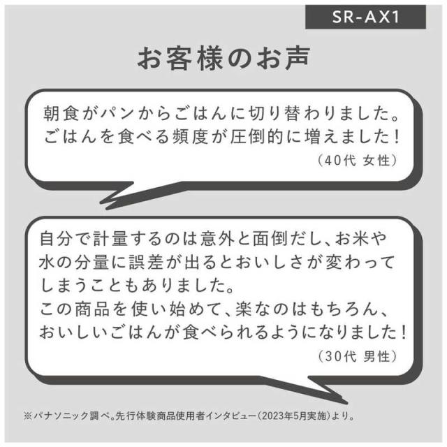 パナソニック　Panasonic　自動計量IH炊飯器 2合 IH ホワイト　SR-AX1-W_12