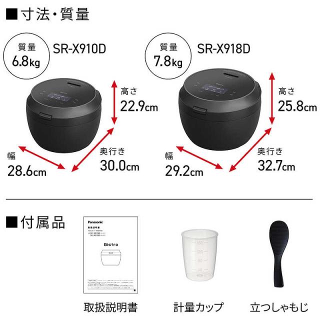 パナソニック　Panasonic　炊飯器 5.5合 Wおどり炊き 可変圧力IHジャー ビストロ匠技AI ライトグレージュ　SR-X910D-H_14