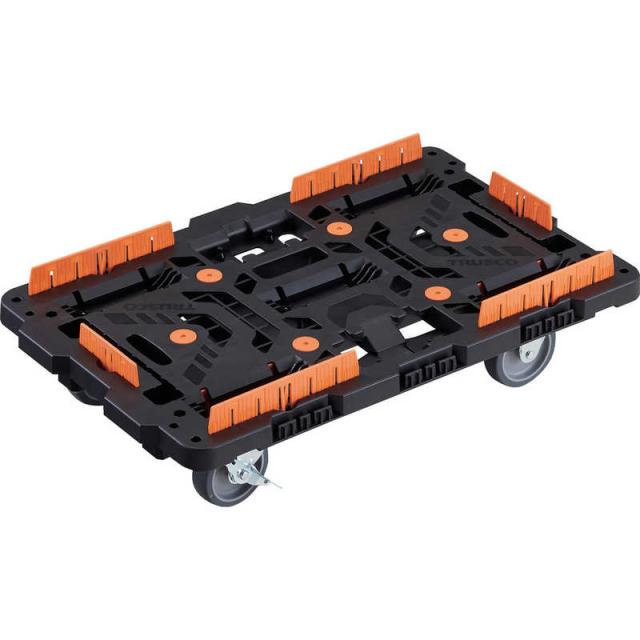 トラスコ中山　TRUSCO連結式樹脂製平台車ビートル700X450自在3輪内2輪ストッパー付柵付 　BT700KJ3S2E100の通販は