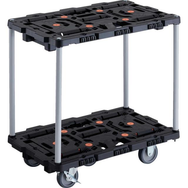 トラスコ中山　TRUSCO連結式樹脂製2段台車ビートル700X450自在3輪内2輪ストッパー付ハンドルなし 　BT720J3S2E100