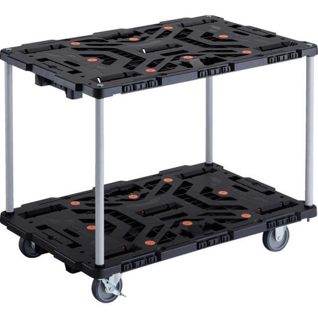 トラスコ中山　TRUSCO連結式樹脂製2段台車ビートル900X600自在3輪内2輪ストッパー付ハンドルなし 　BT920J3S2E100