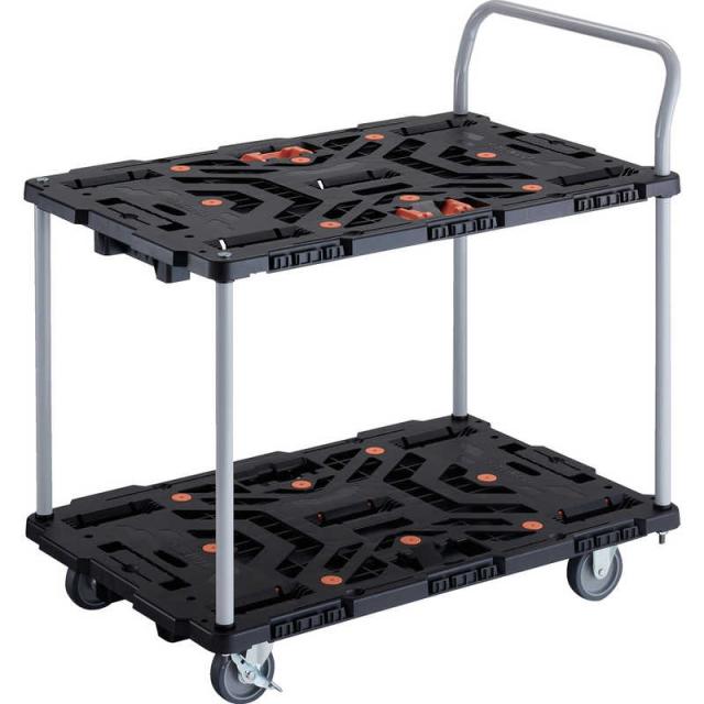 トラスコ中山　TRUSCO連結式樹脂製2段台車ビートル900X600自在3輪内2輪ストッパー付とめたろうハンドル付 　BT924J3S2E100T