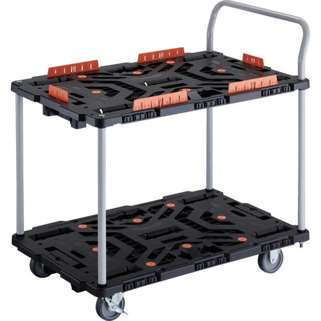 トラスコ中山　TRUSCO連結式樹脂製2段台車ビートル900X600自在3輪内2輪ストッパー付柵ハンドル付 　BT924KJ3S2E100