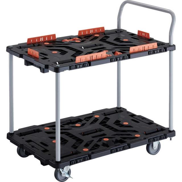 トラスコ中山　TRUSCO連結式樹脂製2段台車ビートル900X600自在3輪内2輪ストッパー付柵とめたろうハンドル付 　BT924KJ3S2E100T