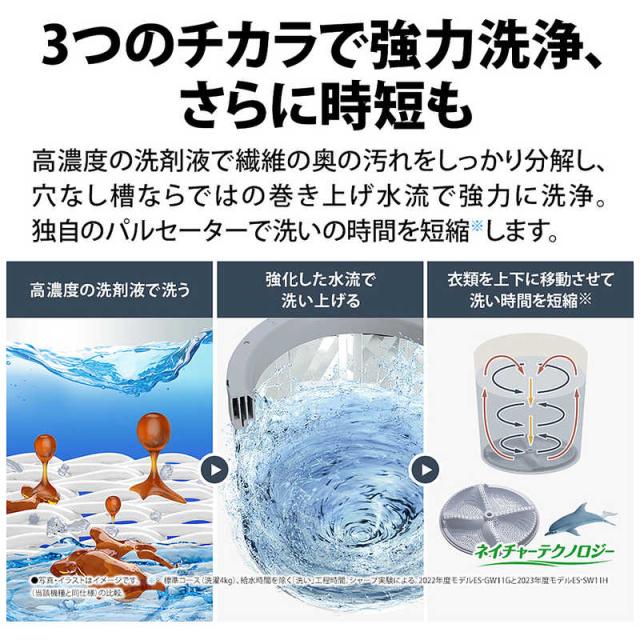 シャープ SHARP 全自動洗濯機 洗濯10.0kg ホワイト系 ES-SB10K-W（標準設置