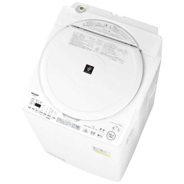 シャープ　SHARP　縦型洗濯乾燥機 洗濯8.0kg 乾燥4.5kg ヒーター乾燥(排気タイプ) プラズマクラスター 穴なし槽 自動投入 ホワイト系　ES-TX8L-W（標準設置無料）