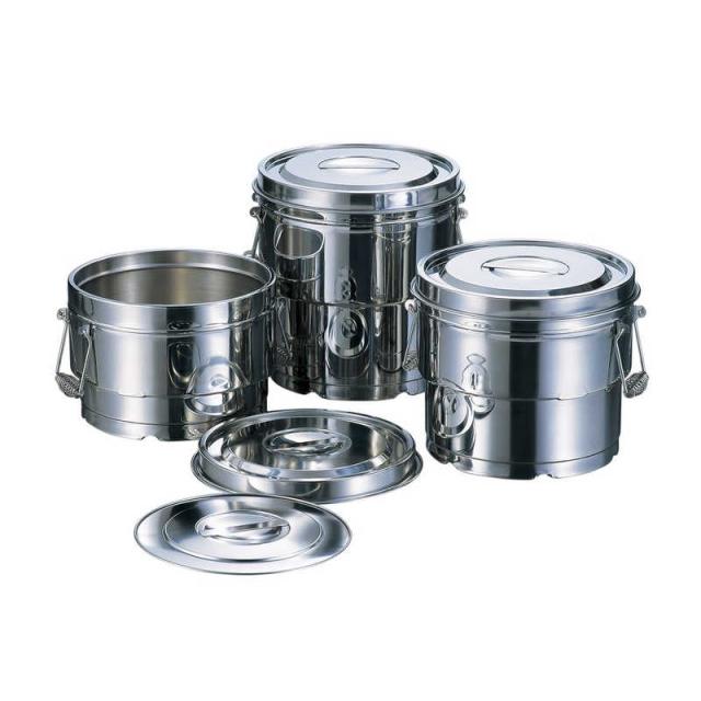 赤川器物製作所　目盛付二重食缶クリップ付 8L　029090