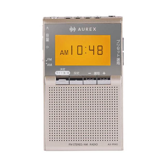 東芝　TOSHIBA　携帯ラジオ AUREX ［ワイドFM対応 / AM/FM］ サテンゴールド　AX-PR40-N