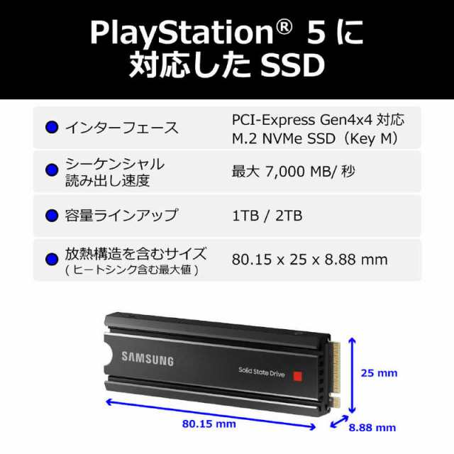 SAMSUNG 内蔵 SSD PCI-Express接続 1TB 980 PRO ヒートシンクモデル