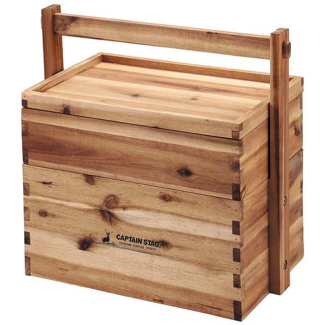 キャプテンスタッグ　アウトドア用品CSクラシックス 木製おかもち2段フタ付　UP-2004の通販は 6,913円