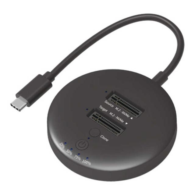 アイネックス　クローン対応 USB 20Gbps M.2 NVMe SSDスタンド 2スロット　HDE-21