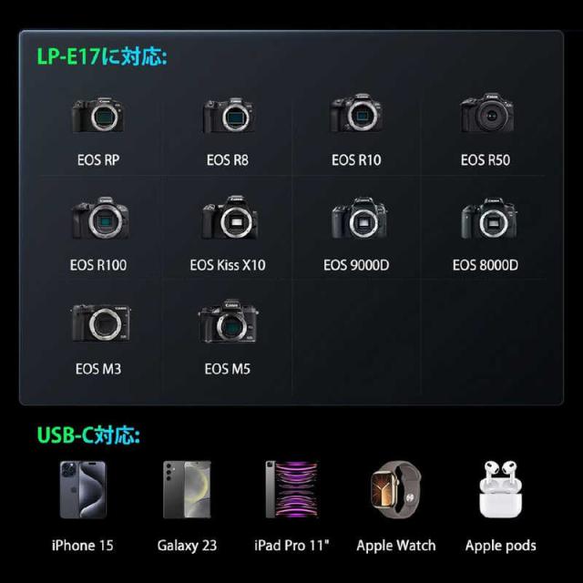 LLANO　CS3 2in1 カメラバッテリー充電器 LP-E17用　CS3E17_4