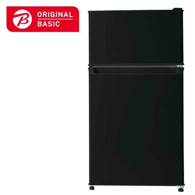 ORIGINALBASIC 冷蔵庫 2ドア 87L 右開き 直冷式 幅45.2cm ブラック BR 