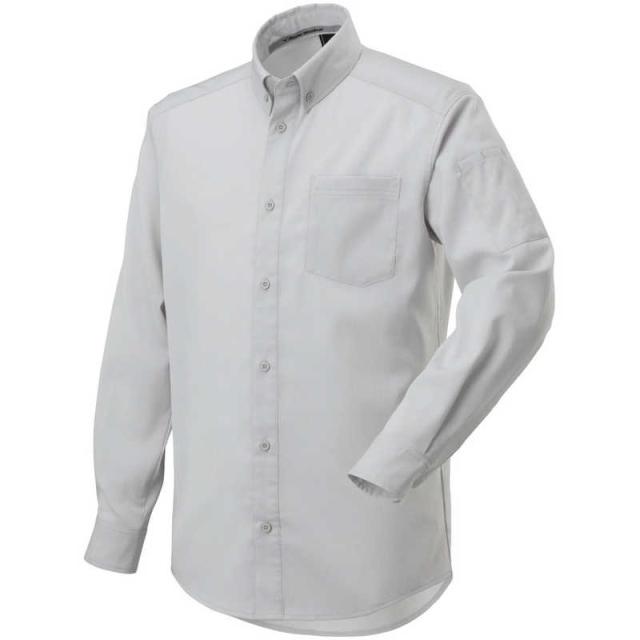 ミズノ　布帛ワークシャツ(長袖/制電素材)［ユニセックス］ 2XL 04：ライトグレー　F2JC158104