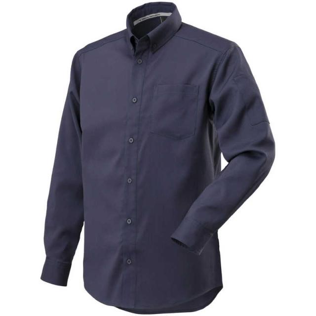 ミズノ　布帛ワークシャツ(長袖/制電素材)［ユニセックス］ M 14：ネイビー　F2JC158114