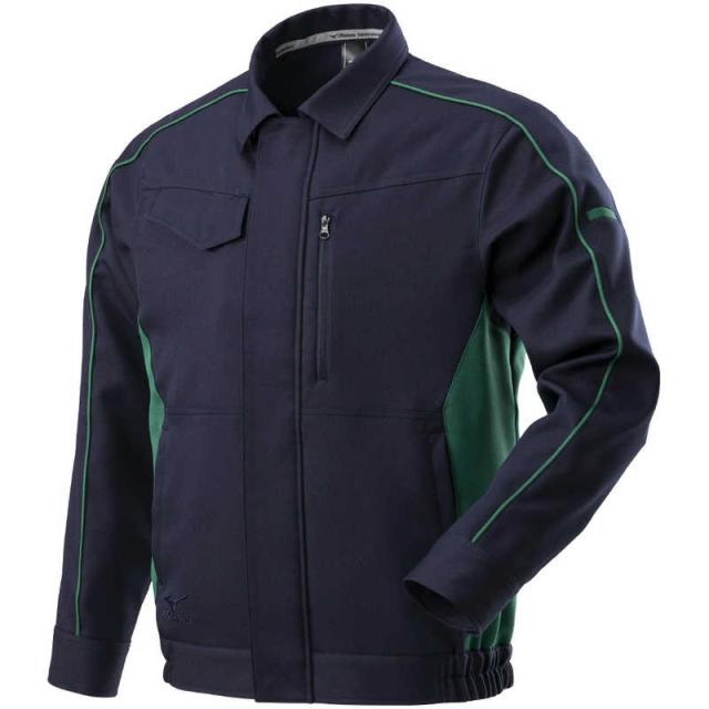 ミズノ　ワークジャケット(通年素材) ［ユニセックス］ M 83：ネイビー×ディープグリーン　F2JE218683