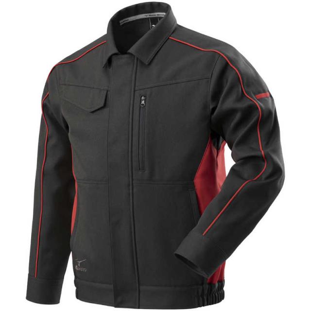 ミズノ　ワークジャケット(通年素材) ［ユニセックス］ 2XL 96：チャコールグレー×レッド　F2JE218696