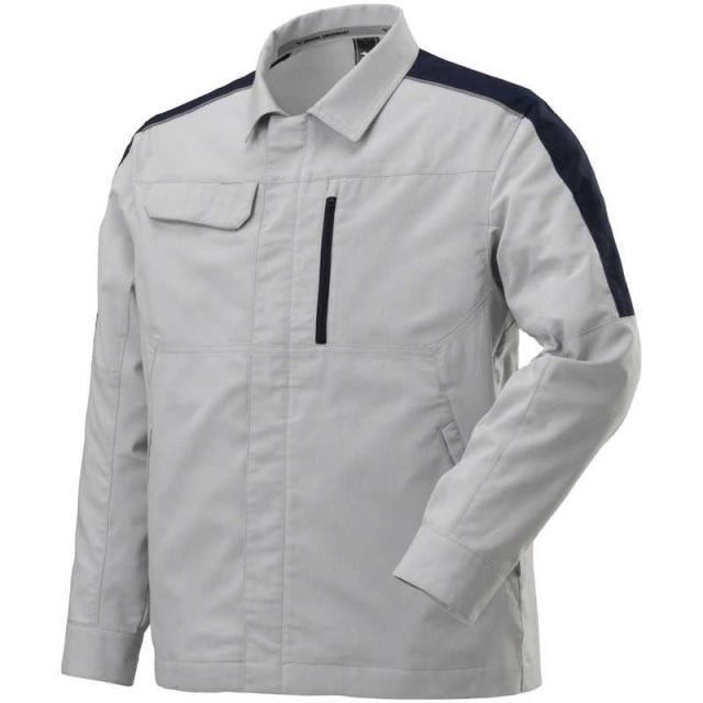 ミズノ　ワークジャケット(春夏/制電素材)［ユニセックス］ 3XL-8 04：ライトグレー×ネイビー　F2JE158004