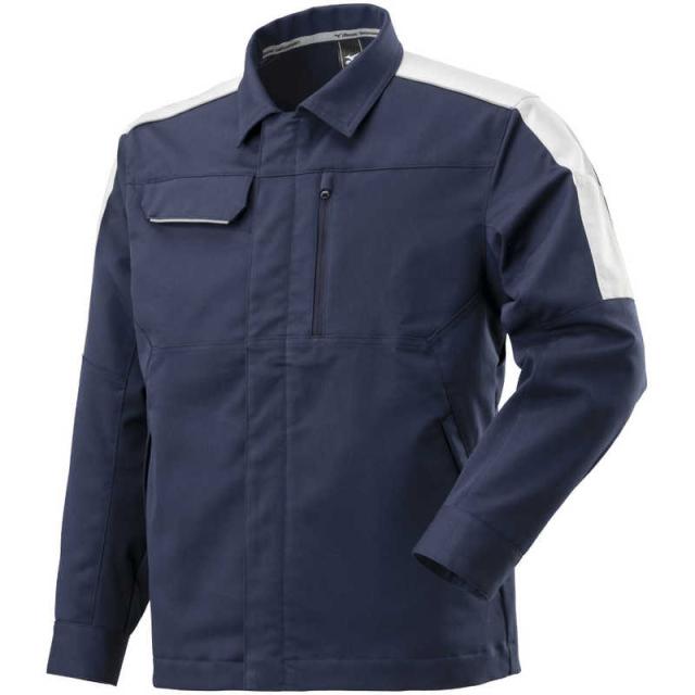 ミズノ　ワークジャケット(通年向け) ［ユニセックス］ 3XL-8 14：ネイビー×ライトグレー　F2JE158114