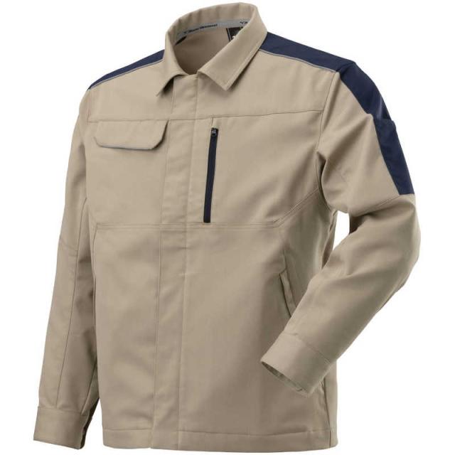 ミズノ　ワークジャケット(通年向け) ［ユニセックス］ L 49：ベージュ×ネイビー　F2JE158149