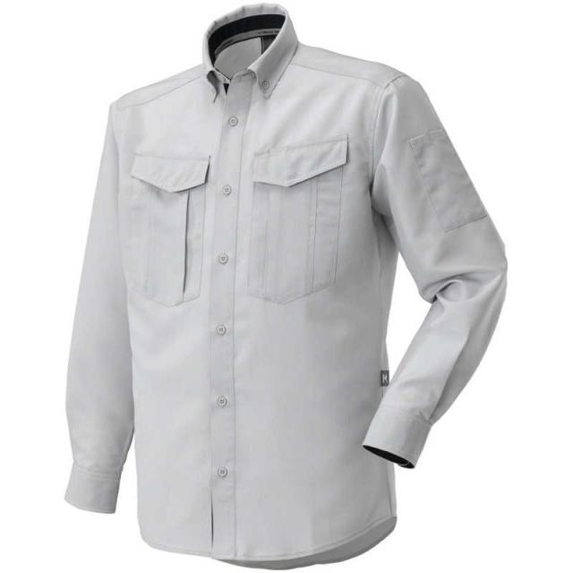 ミズノ　布帛ワークシャツ(長袖)［ユニセックス］ L L 04：ベイパーシルバー　F2JCA18004