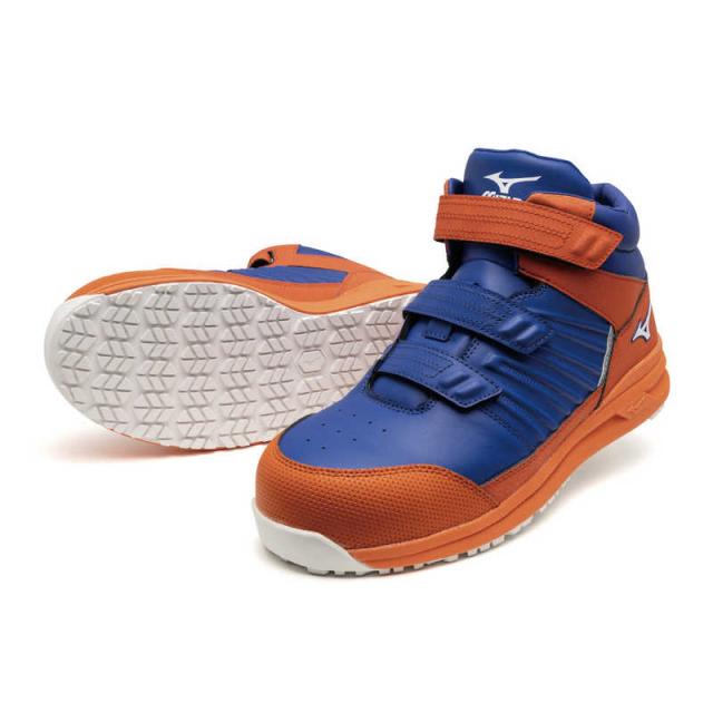 ミズノ　28.0cm 男女兼用 安全靴 オールマイティ SSII21H 靴幅：3E相当(ブルー×ホワイト×オレンジ) (JSAA・普通作業用(A種)認定品 耐滑 プロテクティブスニーカー) 27：ブルー×ホワイト×オレンジ 【返品交換不可】　F1GA220527