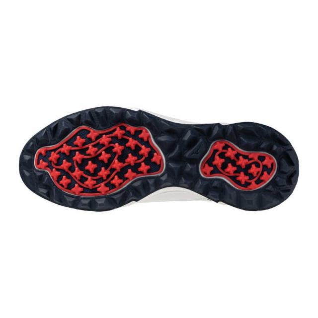 ミズノ　ゴルフシューズ ハザードエナジー HAZARD ENERZY ［メンズ / 27.5cm / 幅：4E］ オフホワイト×ネイビー×レッド　51GQ250201_25SS