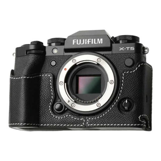 MR.STONE　(受注生産) 富士フィルム X-T5 専用本革ボディケース クラシック ブラック/ホワイトステッチ　PTAU007