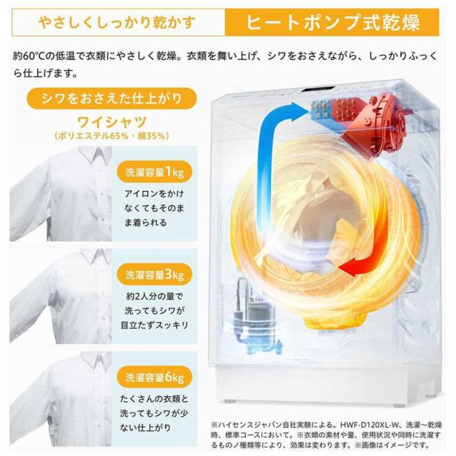 ハイセンス　ドラム式洗濯乾燥機 (左開き) 洗濯12.0kg 乾燥6.0kg ヒートポンプ乾燥 ホワイト　HWF-D120XL-W（標準設置無料）_9