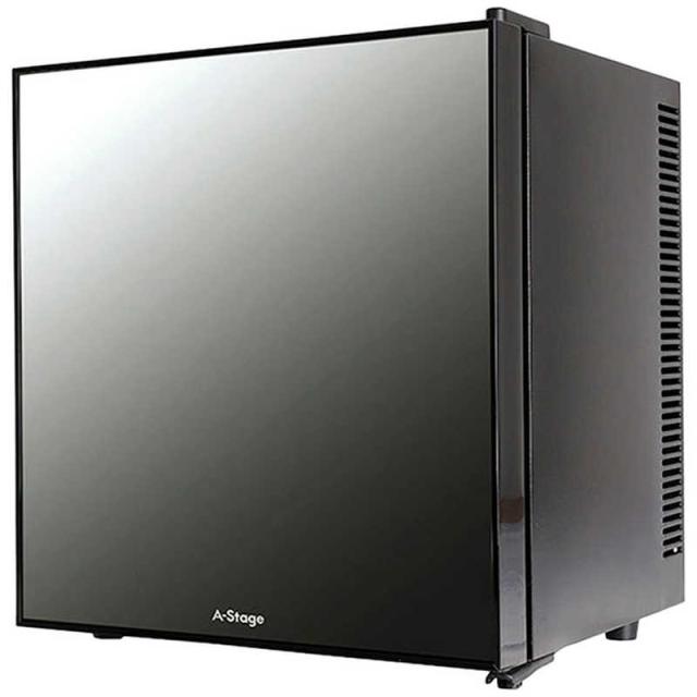 A-STAGE　冷蔵庫 1ドア 20L 付け替え左右開き ミラーガラス 幅40.2cm ブラック　PR01B-20MG