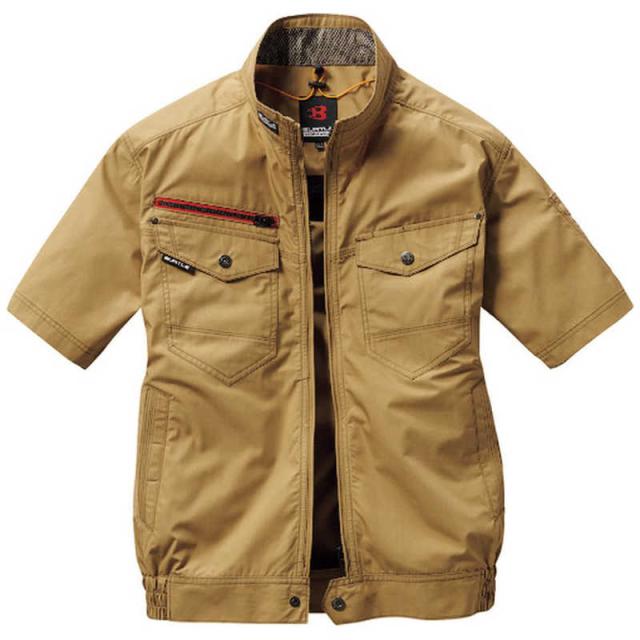 半袖ブルゾン サイズ：3L 胸囲 cm ：128 着丈 cm ：72 日新被服 TRA1451-403-3L モクシルバー (65-9576-67) 半袖ブルゾン サイズ：3L 胸囲 cm ：128 着丈 cm ：72 日新被服