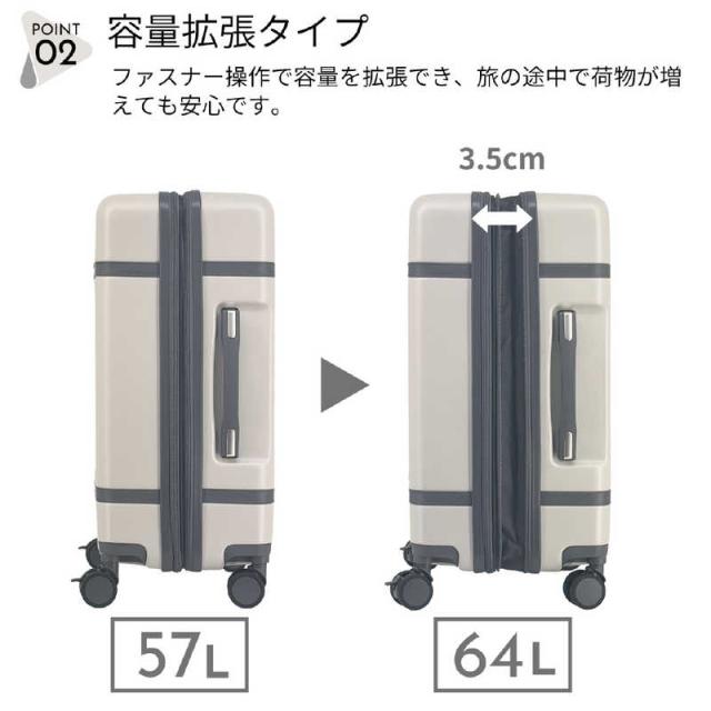 SAMSUFFIT ストッパー付スーツケース 拡張機能付き 無料預け入れ M