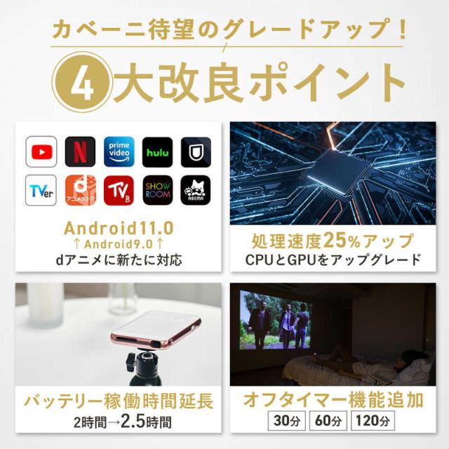 KABENI 2024年モデルT89AQ UENOMONO スマホ型プロジェクター 2024モデル ブラック T89AQの