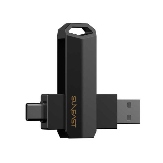 SUNEAST　外付けSSD スティック型 Revolve R10 シリーズ 512GB USB 3.2(Gen 2)USB Type C/USB-A両対応 回転式カバー s ブラック ［ポータブル型］　SE-PS0512G2LO1BF_1