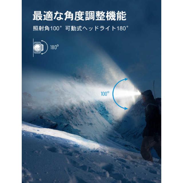 WUBEN　高輝度ヘッドライト 1200lm ブラック ［LED /充電式 /防水対応］　FU8-WU_11