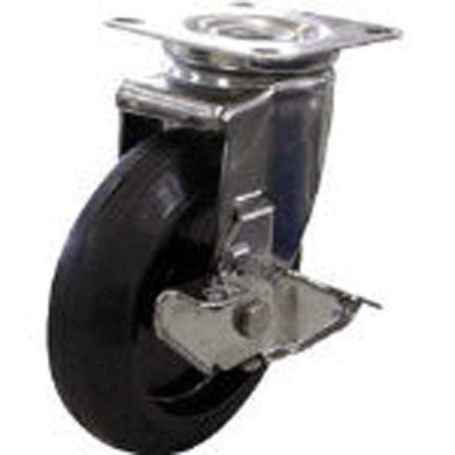 ユーエイキャスター　ステンレスキャスターシングルS付自在車 130径ナイロンホイルゴム車輪　SUSNRJ130Sの通販は 9,670円